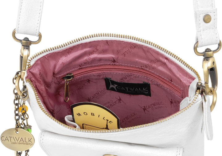 Catwalk Collection Handbags - Leder - Umhängetasche/Schultertasche - LAURA Weiss, Weiss