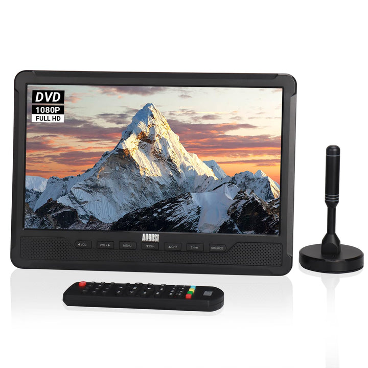 August DA383-10“ tragbarer HD Fernseher mit DVD Player&integriertem Akku-DVB-T2 mini LCD TV mit EPG/