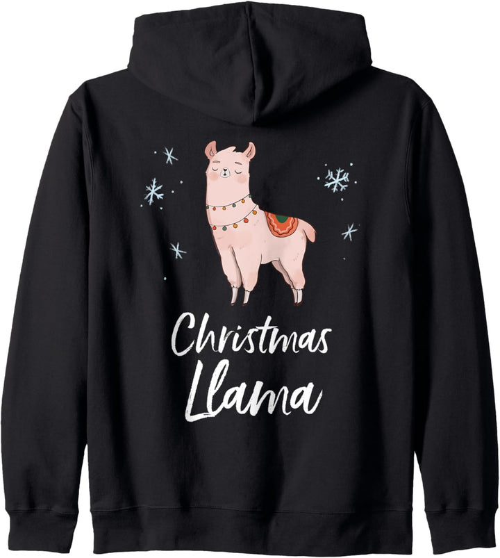 Weihnachts-Lama Lustig Niedliches Tier Christmas Pyjama Kapuzenjacke