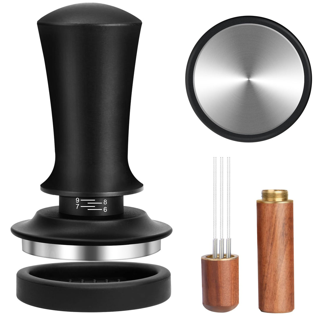 Kaffee Tamper Set 51mm,Kaffee Espresso Tamper,Kaffeerührer Werkzeug Espresso,Verteilerwerkzeug mit 6