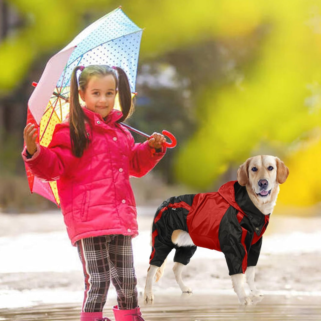 OUOBOB Hunde-Regenmantel – Wasserdichter Mantel für grosse Hunde, leichte Jacke, verstellbare 4 Bein