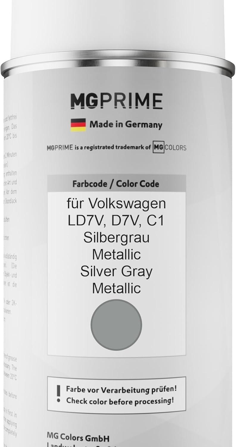 MG PRIME Autolack Sprühdosen Set für Volkswagen VW LD7V / D7V / C1 Silbergrau Metallic/Silver Gray M