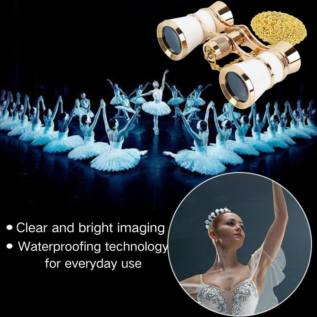 ANGEEK 3 x 25 Classic Foldable Opera Glasses Binoculars Metal Body with Chain Optical Lens Theater T