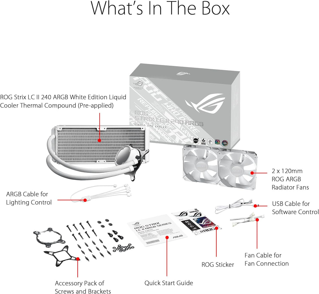 ASUS ROG Strix LC II 240 ARGB White Edition All-in-One Flüssig-CPU-Wasserkühlung (Aura Sync, Zwei ad