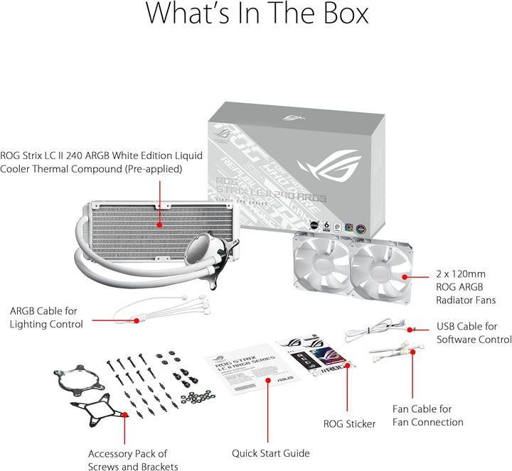 ASUS ROG Strix LC II 240 ARGB White Edition All-in-One Flüssig-CPU-Wasserkühlung (Aura Sync, Zwei ad