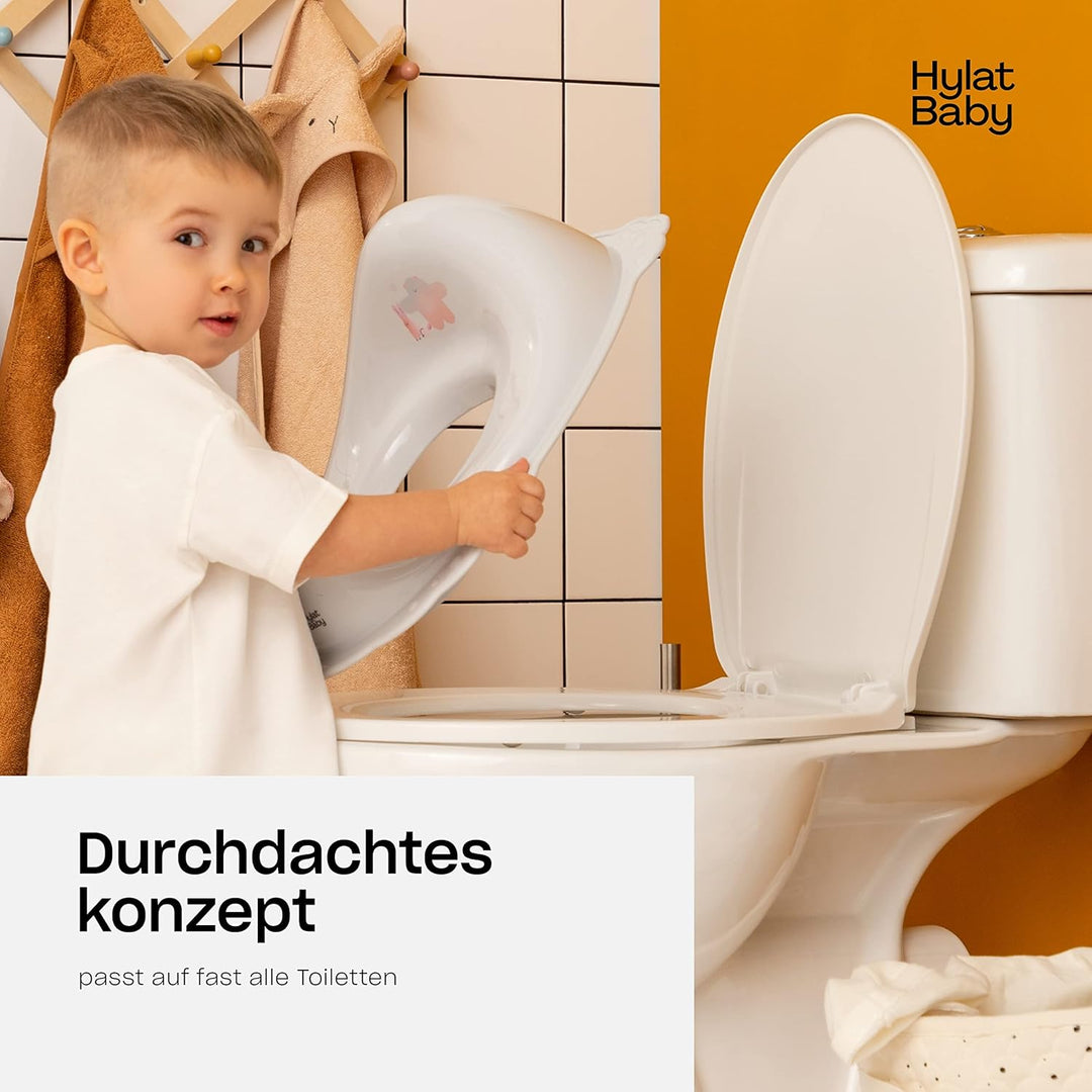 Hylat Baby Kinderhocker & Kindertoilettensitz Set - Rutschfester Tritthocker + Toilettenaufsatz für