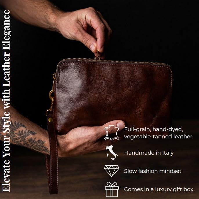 Time Resistance Leder Clutch für Herren – Organizer Tasche für Herren – Handgelenktasche – Aktentasc