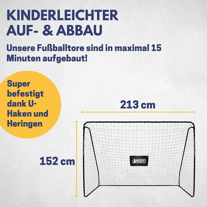 Best Sporting Fussballtore für Garten Kinder 213x152 cm I Fussballtor Kinder in schwarz mit weissem