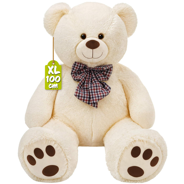 monzana® Teddybär L - XXXL 50-175cm Weiches Fell Schleife Tatzendruck Geschenk Plüschtier Kuscheltie