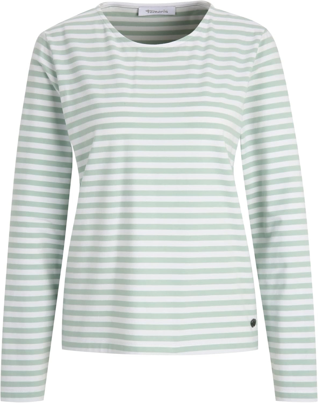 Tamaris Damen ASOLO Feminin ausgeschnittenes Langarmshirt T-Shirt, XL Bright White/Gossamer Green St