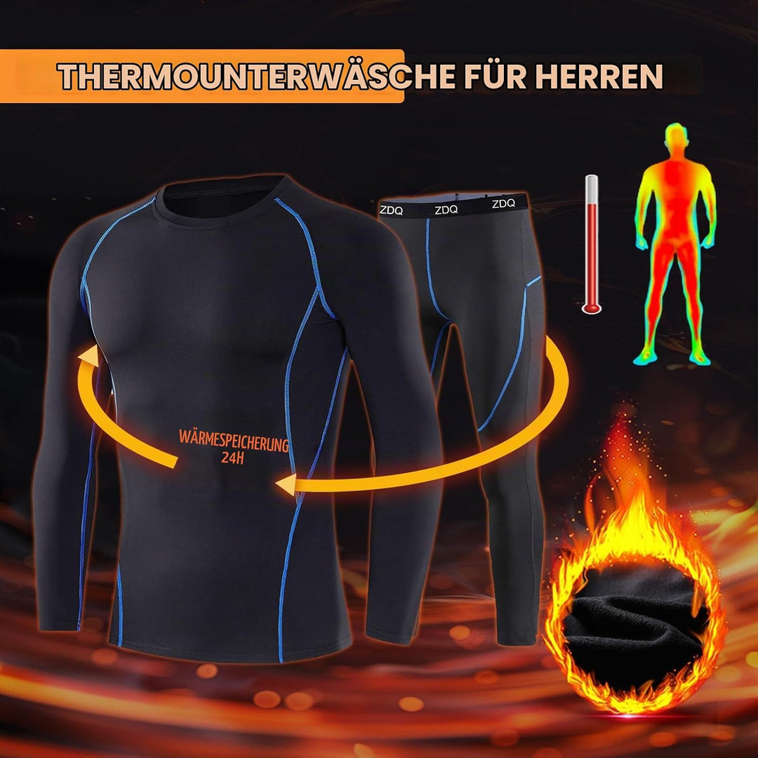 Thermounterwäsche Herren Winter Skiunterwäsche Set Atmungsaktiv Funktionsunterwäsche, Gr.S-XXL, M Bl