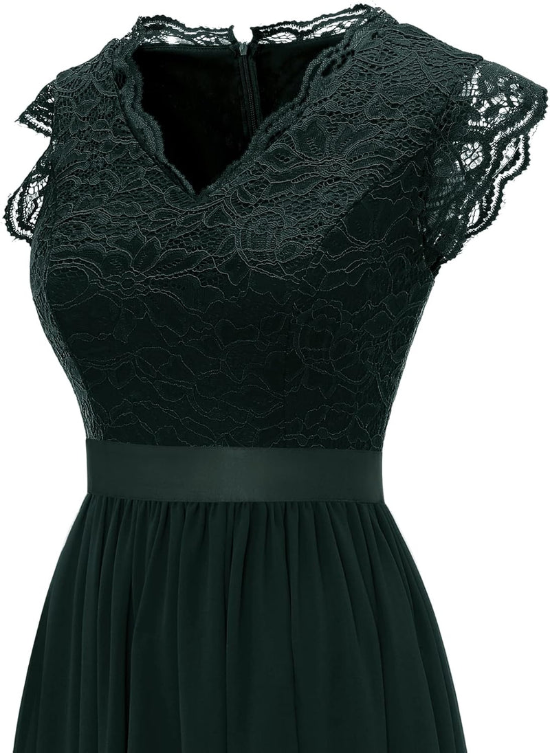 Dressystar Damen Ballkleid Maxi Lang Abendkleider Elegant für Hochzeit Spitzen Cocktailkeid M Band_g