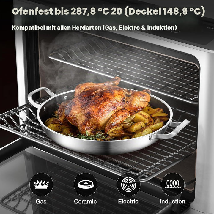 Paella Pfanne 36 cm 12 Pers – Antihaft | 316°C Hitzebest | PFOA-frei | Induktion | Gleichwärmevertei