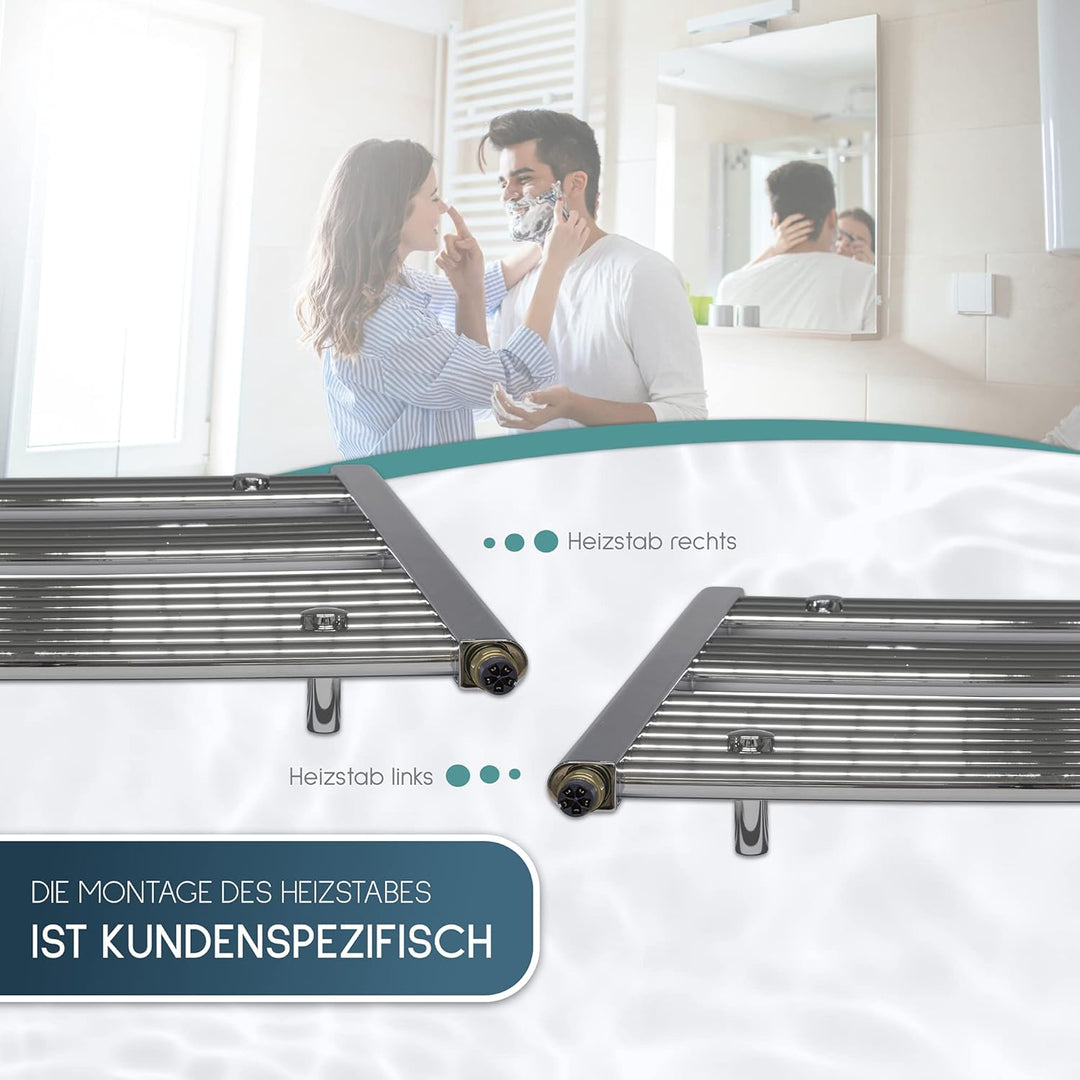 anapont elektrischer Badheizkörper - Chrom gerade - Timer-Funktion - Handtuchheizkörper - Badheizung