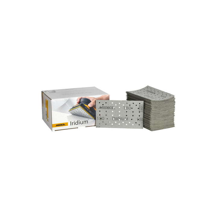 Mirka Iridium Premium-Schleifpapier 81x133mm Klett 54-Loch, Korn 180, 100 Stk/Zum Schleifen von Lack