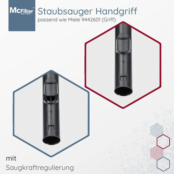 McFilter I Handgriff kompatibel mit Miele Staubsauger, Griffrohr mit Ø 35mm und Saugkraftregulierung