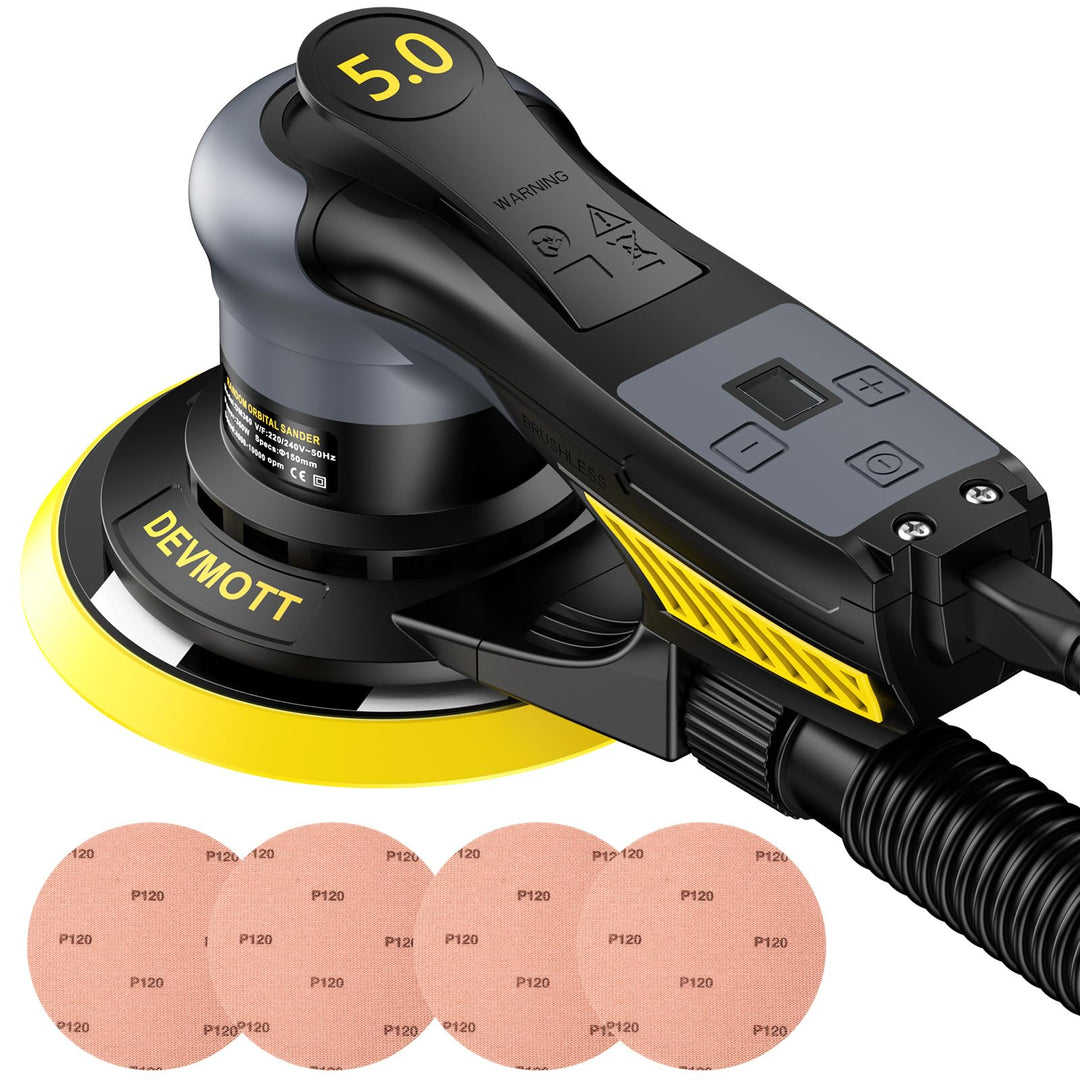 360W Bürstenloser Exzenterschleifer, 5.0 mmSchleifhub, Elektro-Exzenterschleifer mit 150 mm/6 Zoll S