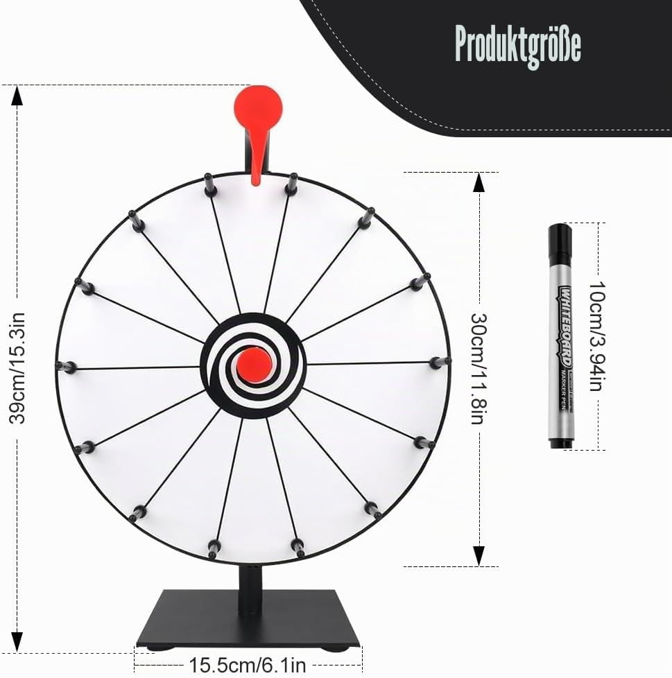 Glücksrad Zum Drehen,30cm Glücksrad Zum Selbstgestalten mit 14 Slots,Spinning Prize Wheel Spielzeug
