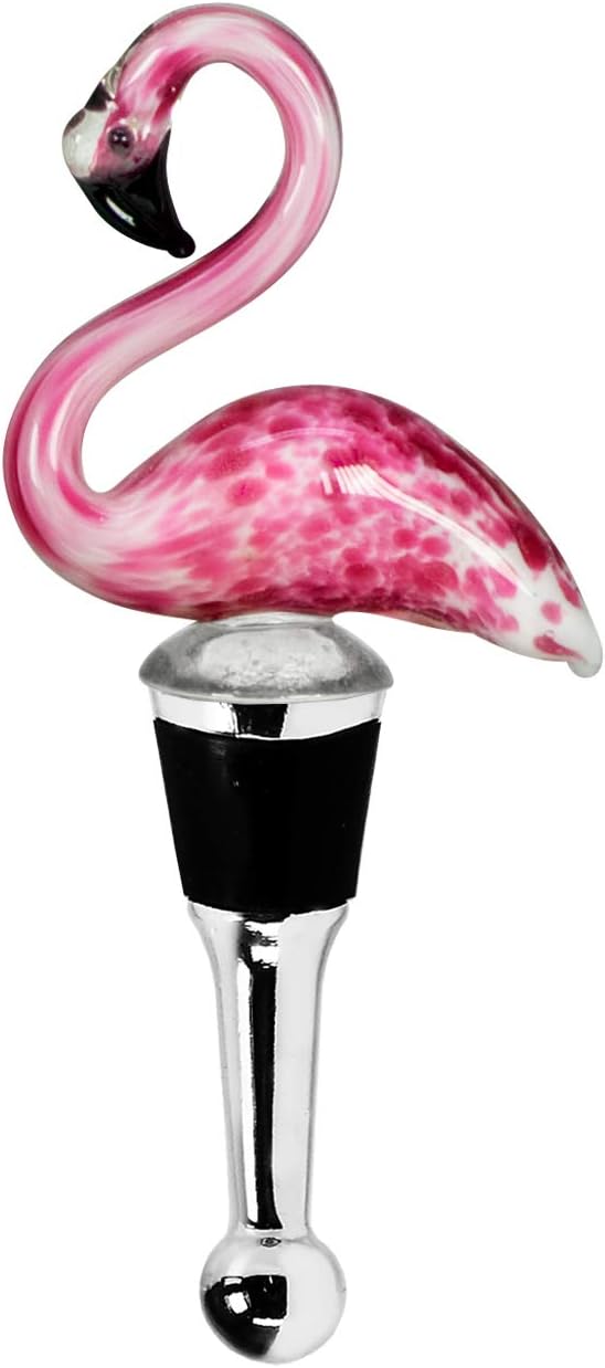 EDZARD Flaschenverschluss Flamingo für Champagner, Wein und Sekt, Höhe 13 cm, Muranoglas-Art, Handar