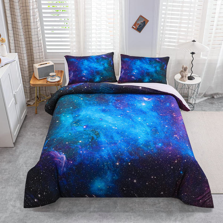 Loussiesd Bettwäsche Set Galaxie Sternenhimmel Bettbezug Set für Kinder Jungen Mädchen Weich Atmungs