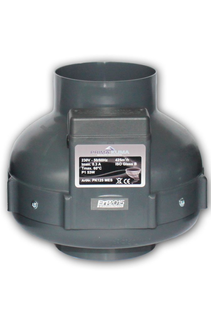 Prima Klima 425m³/h Rohrventilator 125mm Anschluss One Speed