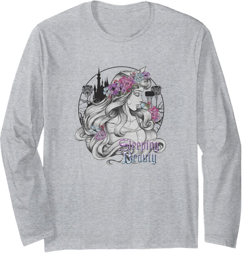 Disney Sleeping Beauty Floral Sketched Portrait Langarmshirt