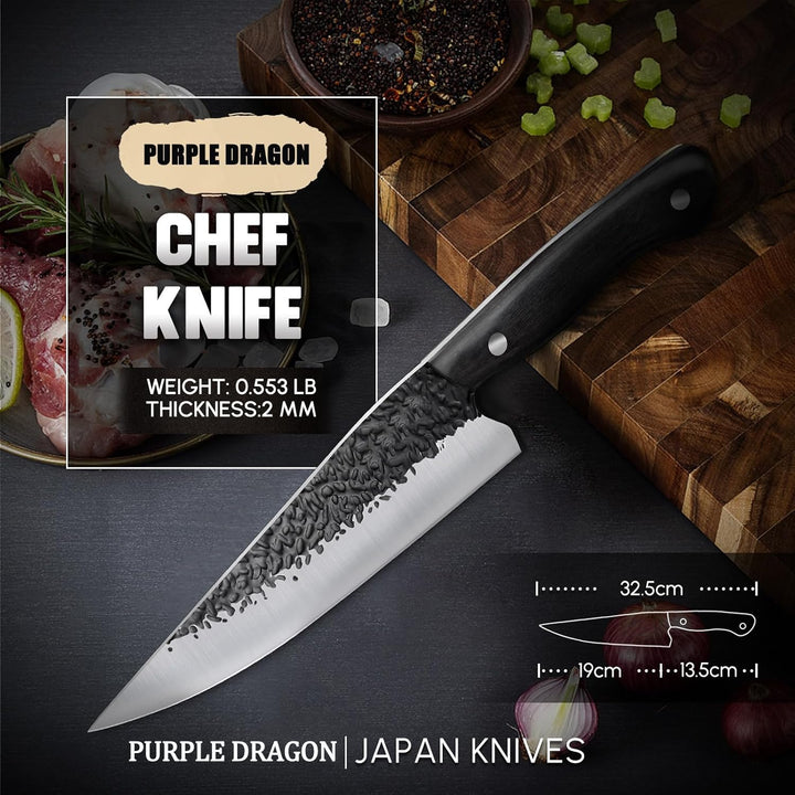Purple Dragon Kochmesser Küchenmesser, scharfes Kochmesser mit ergonomischem Holzgriff zum Schneiden