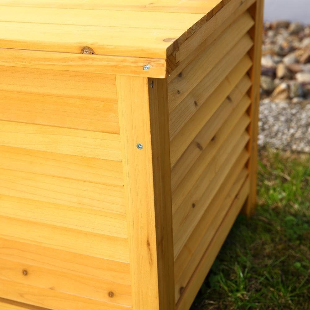 Melko Auflagenbox Kissenbox Gartenbox mit klappbarem Deckel, regenfest, aus Holz, 46 x 140 x 52 cm,