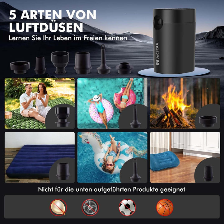 AKSOUL Elektrische Luftpumpe Pumpe Akku: 1600 3600 4000mAh Wiederaufladbare Batterie AA Batterie Por