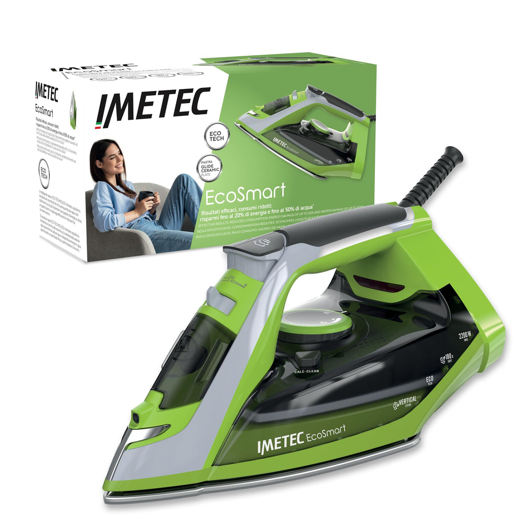 Imetec EcoSmart, Dampfbügeleisen, Eco Technologie, super gleitende Glide Keramiksohle, hervorragende