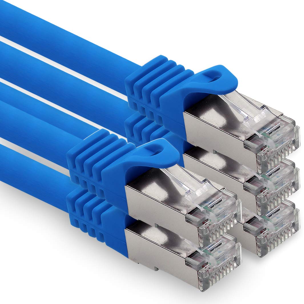 3,0m - blau - 5 Stück CAT.7 Computer Ethernet Kabel Netzwerkkabel (Rohkabel) Patchkabel S-FTP LSZH P
