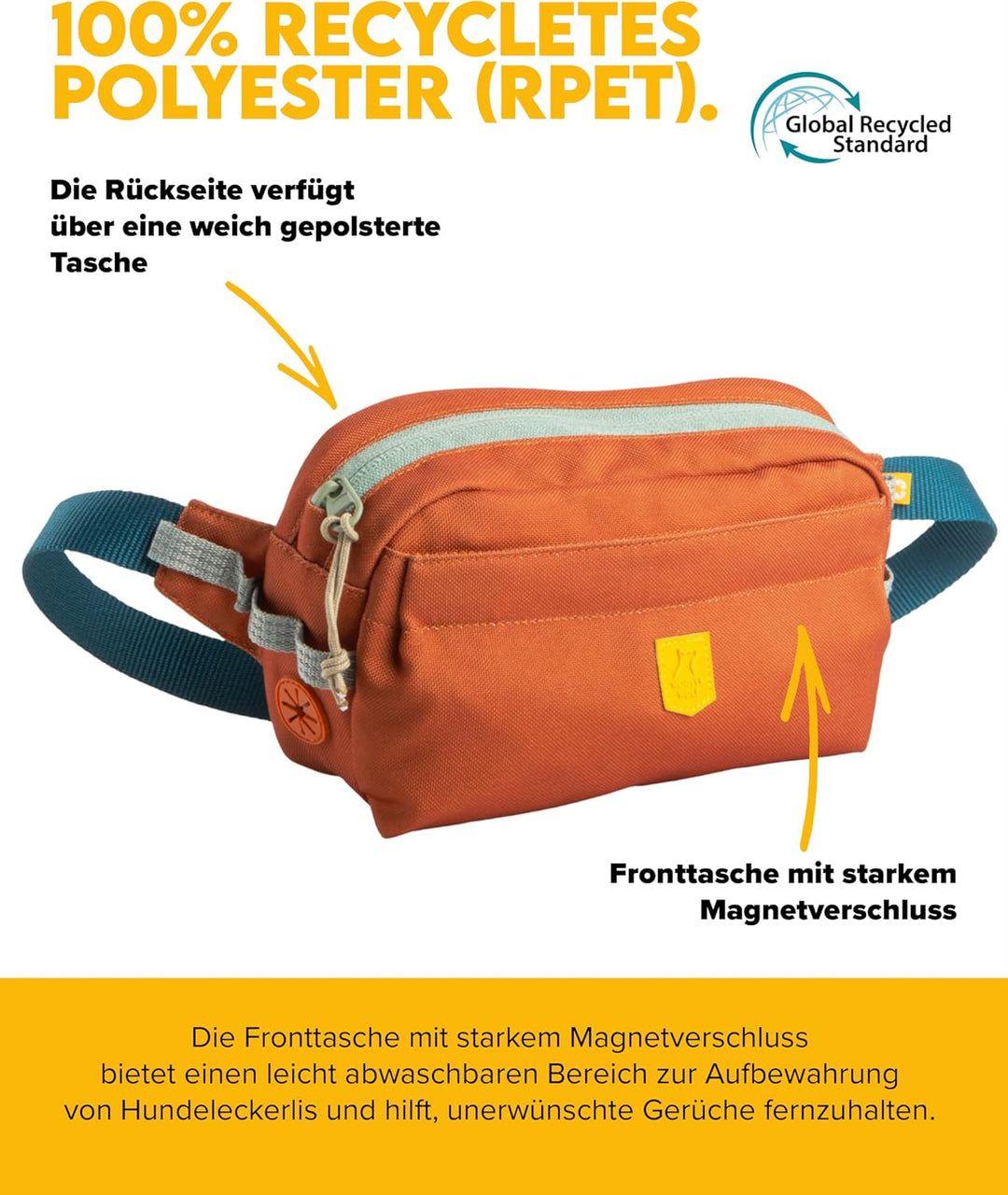 Woolly Wolf Alpha 360 Hip Pack Hüfttasche Terracotta Mix - Leckerlitasche für Hunde aus recyceltem M