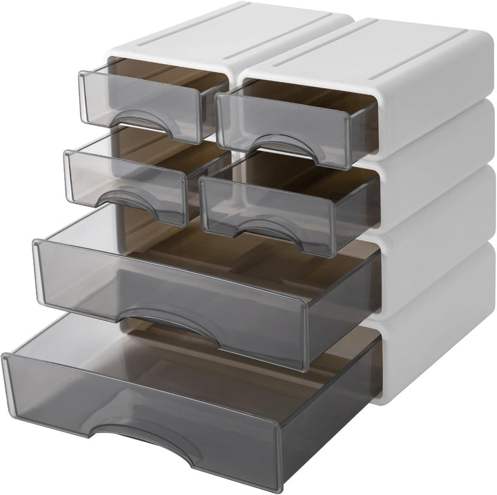 6 Stück Schreibtisch Organizer Schubladen, Stapelbare Aufbewahrungsbox mit Schubladen, Büro Schublad