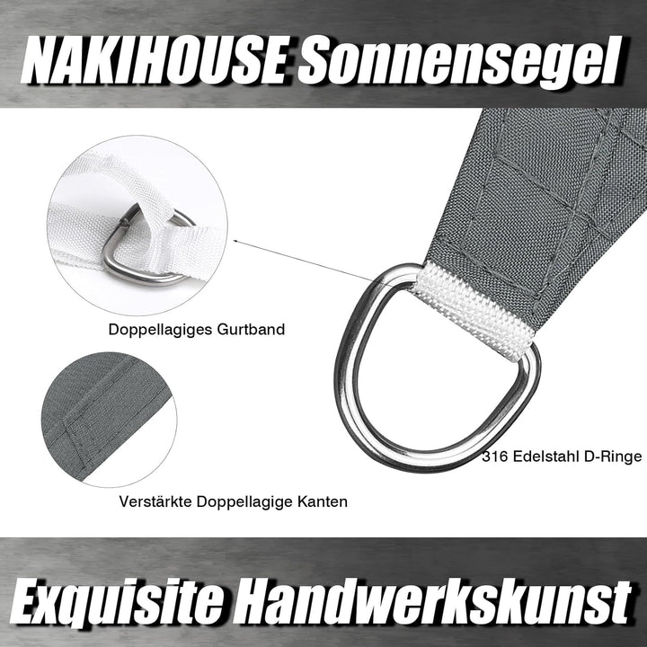 Sonnensegel Wasserdicht 2x3m Rechteckig Premium PES Polyester Sonnenschutz Windschutz Segel 98% UV-S