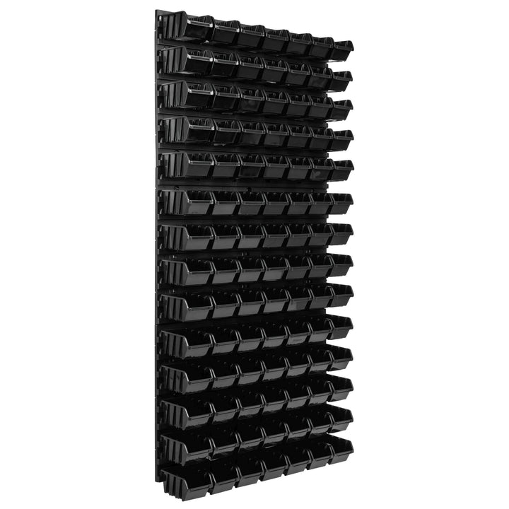 Lagersystem Werkstattregal | 57 x 116 cm | 98 stck. Box | Wandregal mit Stapelboxen - Wandplatten Ex