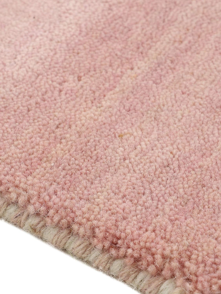 carpetfine Wollteppich Gabbeh Uni Quadratisch Rosa 60x60 cm | Moderner Teppich für Wohn- und Schlafz