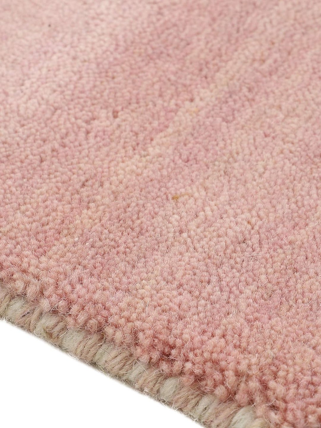 carpetfine Wollteppich Gabbeh Uni Rosa 60x90 cm | Moderner Teppich für Wohn- und Schlafzimmer 60x90