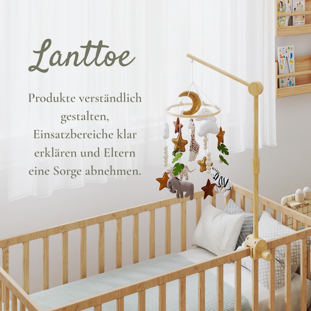 Lanttoe Baby Mobile Halterung Holz für Babybett Kinderbett Mobile Halterung Pro mit DIY-Zubehör, Mob