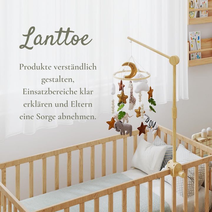 Lanttoe Baby Mobile Halterung Holz für Babybett Kinderbett Mobile Halterung Pro mit DIY-Zubehör, Mob