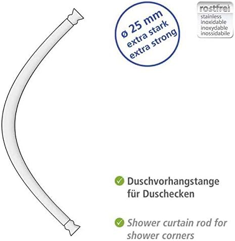 WENKO Teleskop-Rundduschstange, ausziehbare Duschvorhangstange zum Bohren, extra stabil mit Ø 2,5 cm