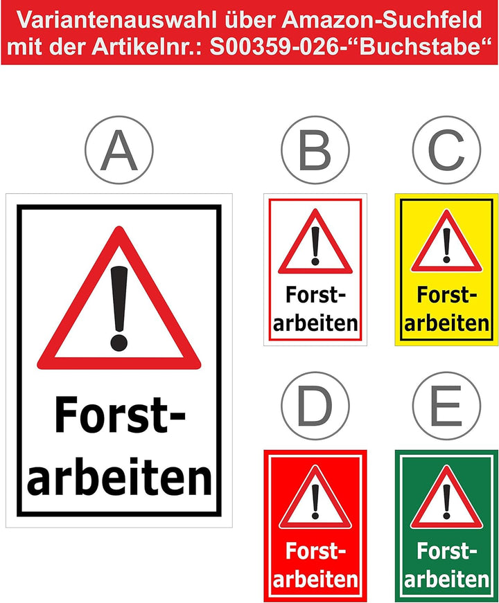 Melis Folienwerkstatt Schild Forst-Arbeiten - 60x40cm - 3mm Aluverbund – 20 VAR S00359-026-C 60x40cm