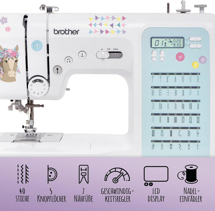 Computer Nähmaschine für Einsteiger & Fortgeschrittene: brother FS-40s kullaloo edition, inkl. Nähse