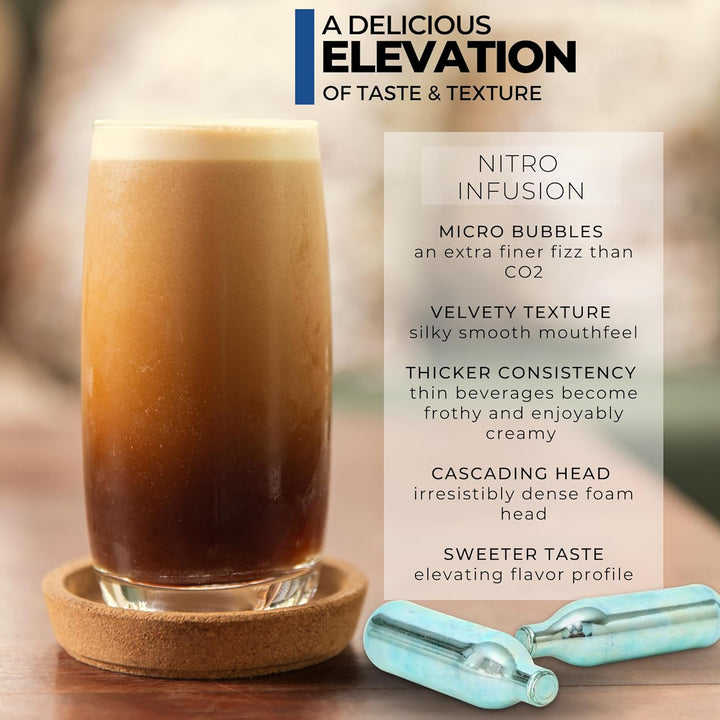 ICO Premium Stickstoff Kartuschen 10er Pack - N2 Kartuschen für Nitro Cold Brew Kaffee, Cocktails &