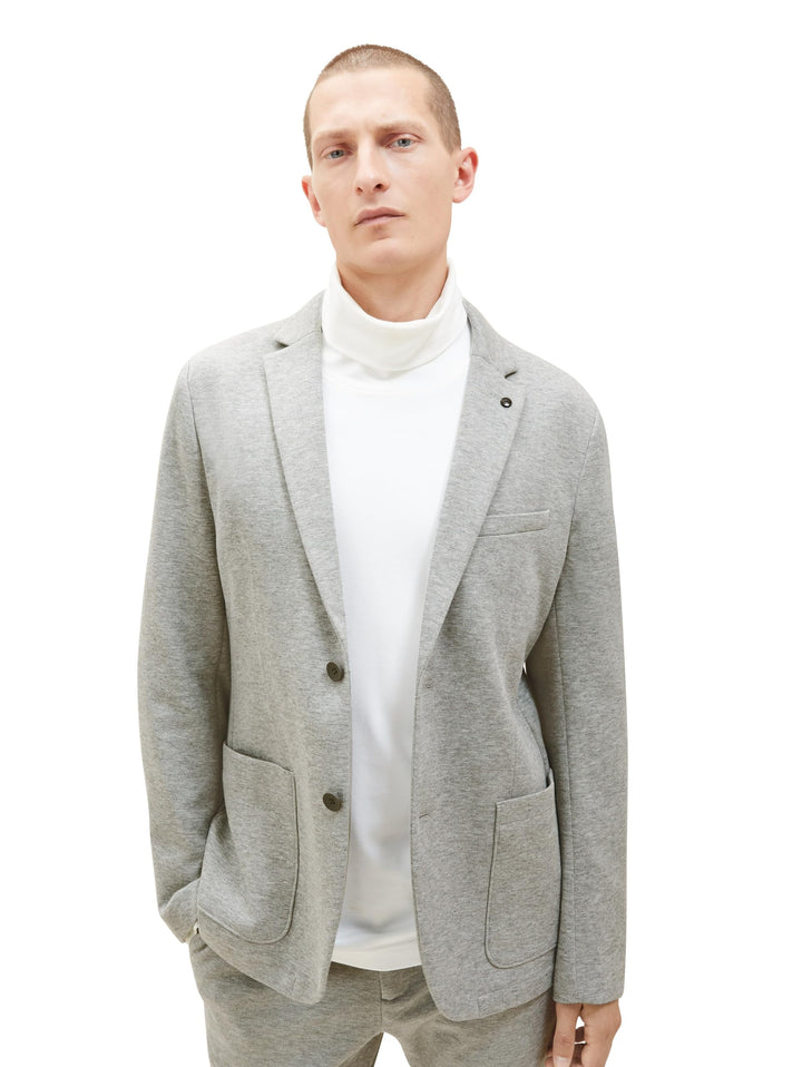 TOM TAILOR Herren Jersey Piqué Sakko mit Stretch 52 12035 - Grey Heather Melange, 52 12035 - Grey He