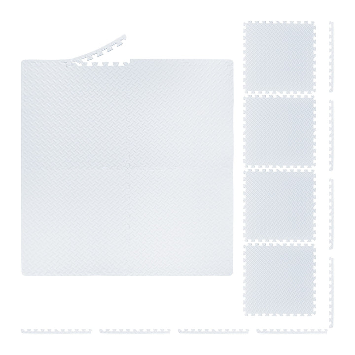 Relaxdays Bodenschutzmatte, 60x60 cm, 8 Schutzmatten mit Rand, EVA, 3m² Fläche, Unterlegmatte für Fi