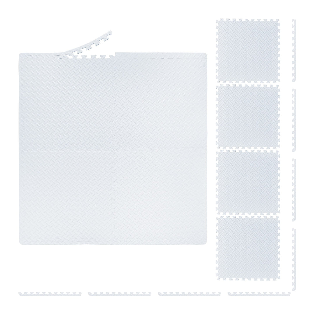 Relaxdays Bodenschutzmatte, 60x60 cm, 8 Schutzmatten mit Rand, EVA, 3m² Fläche, Unterlegmatte für Fi