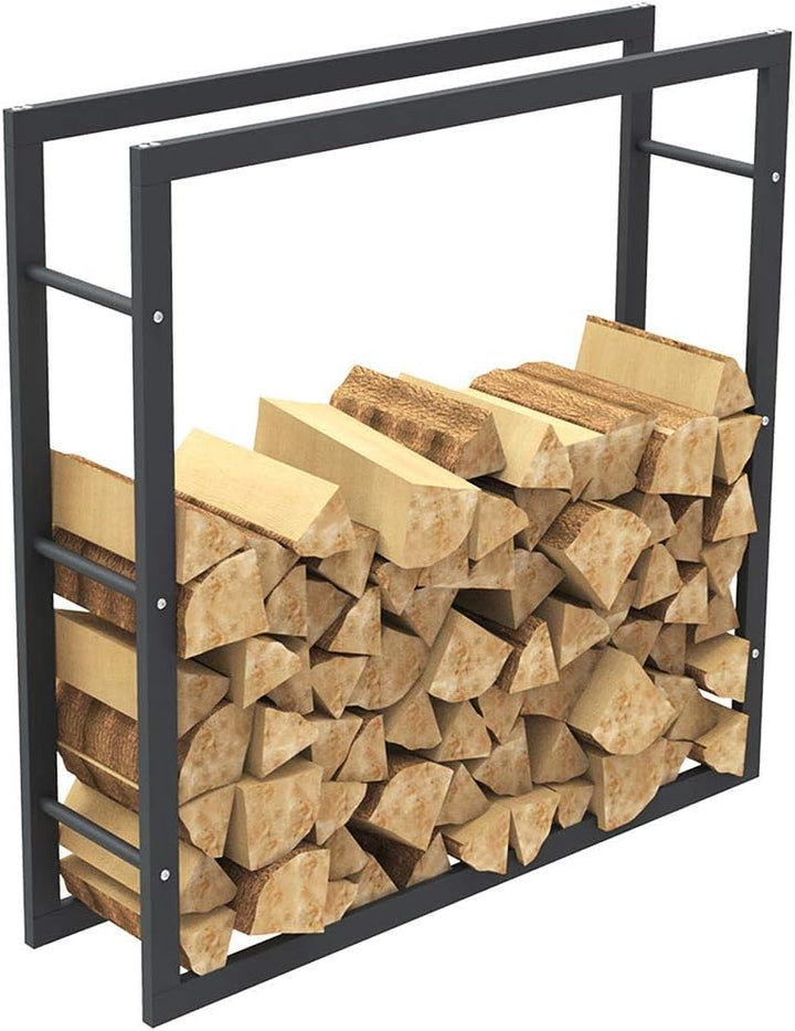 BAKAJI Vertikaler Holzständer Rechteckiges Regal aus Metall Holztür für Innen Aussen Holz Haus Garte