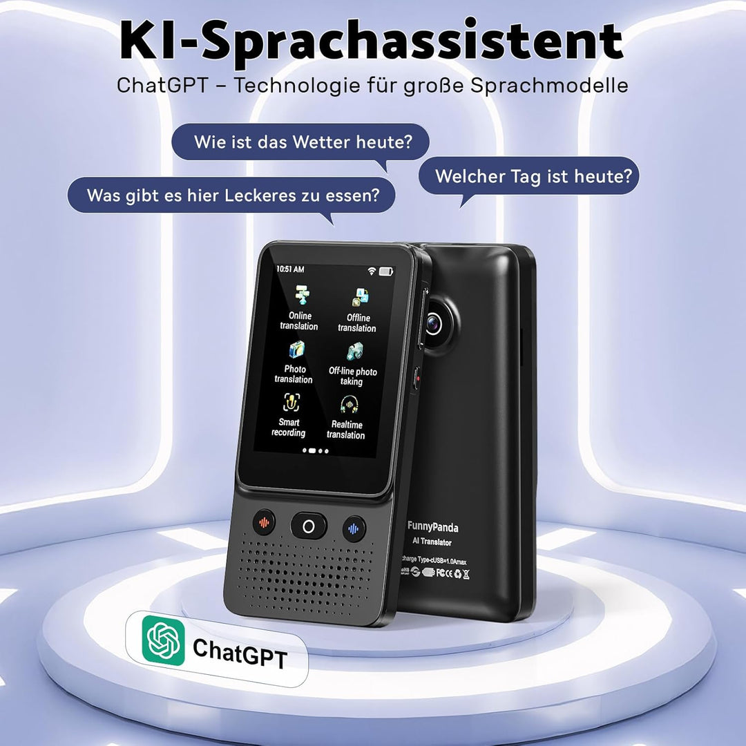 Ai Sprachübersetzer Gerät, 138 Sprachen, 2026 Englisch auf Spanisch Pocket Offline Instant Voice Ai
