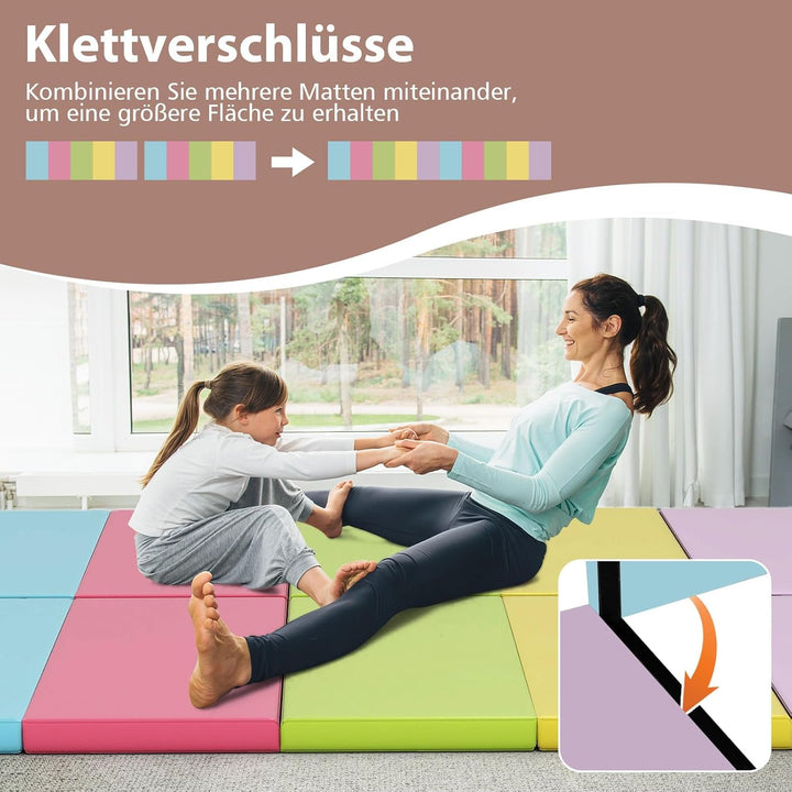 COSTWAY Turnmatte klappbar, 200 x 75cm Weichbodenmatte, Gymnastikmatte 5 fach faltbar mit Tragegriff
