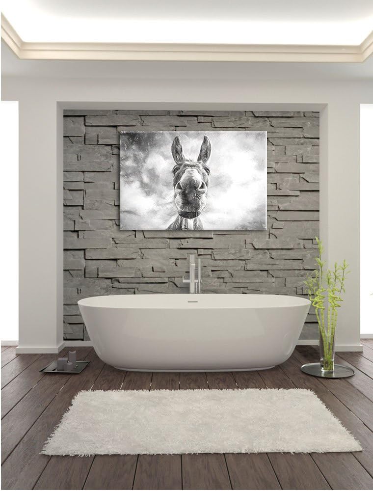 Pixxprint Lustiger Esel Kunst Kohle Effekt, Format: 100x70 auf Leinwand, 100x70